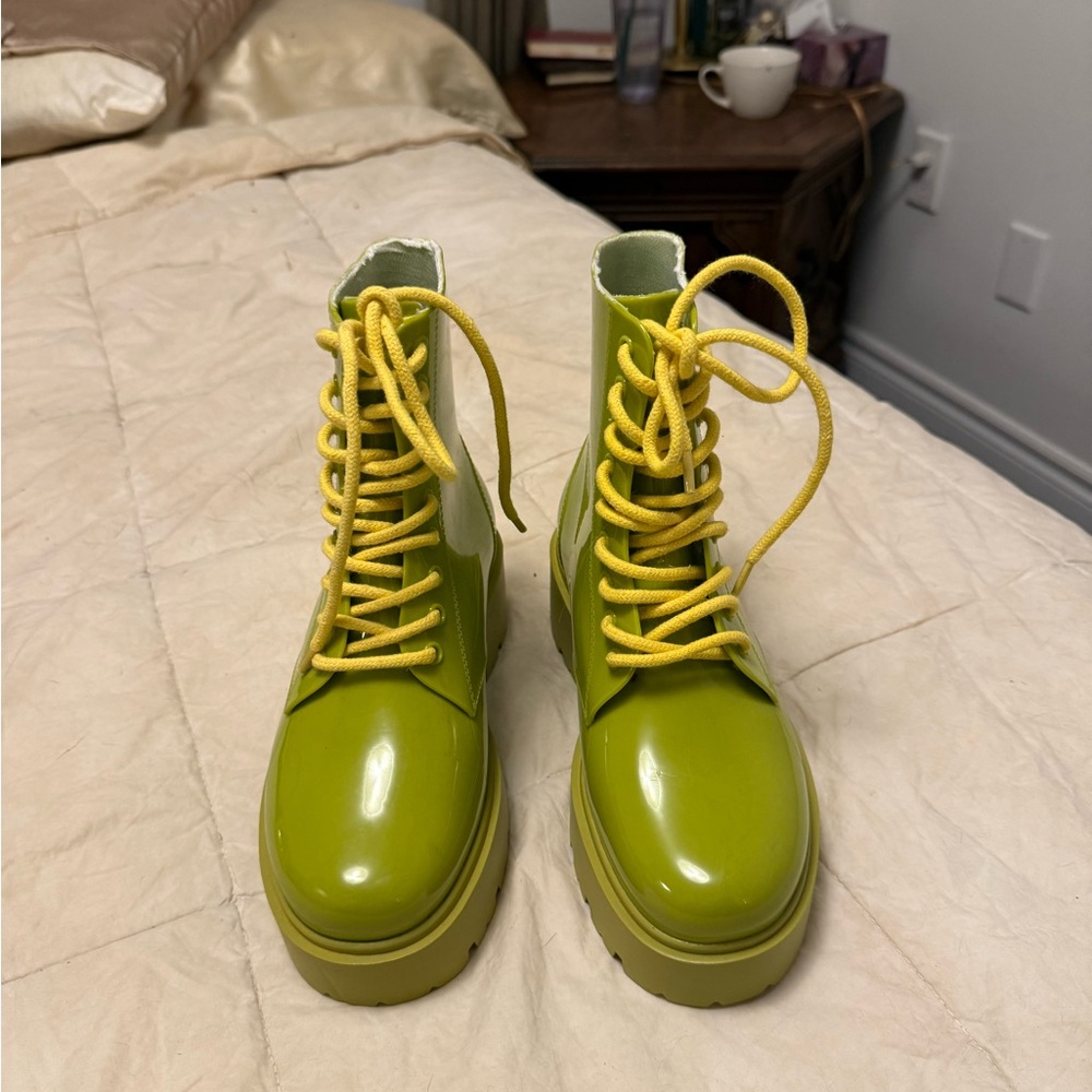 ASOS Chartreuse Lace-Up Boots